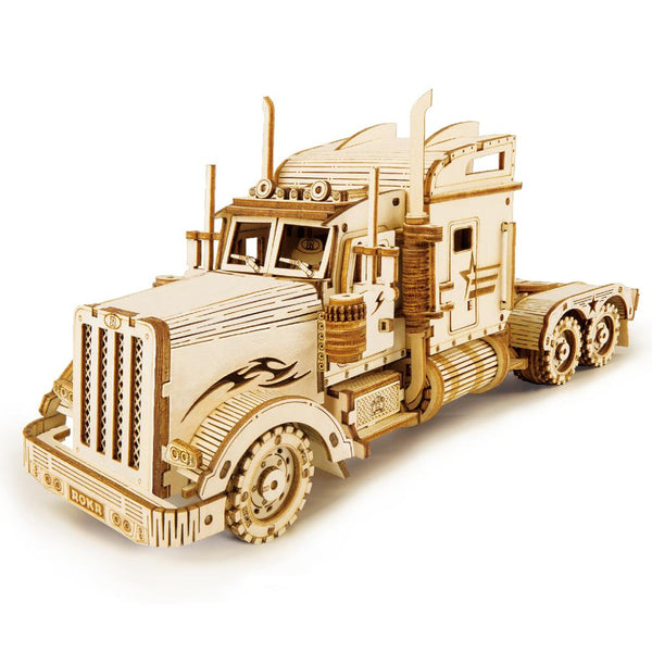 Mekanisk trämodell Byggsats DIY Craft leksakspresent för barn vuxen Grand Prix bil Prime Steam Express Truck Jeep luftskepp varmluftsballong