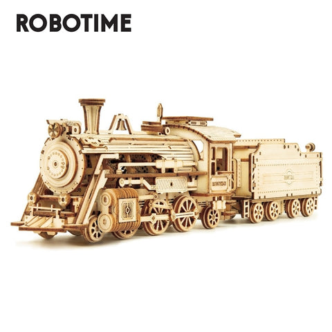 Mekanisk trämodell Byggsats DIY Craft leksakspresent för barn vuxen Grand Prix bil Prime Steam Express Truck Jeep luftskepp varmluftsballong