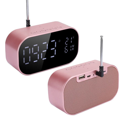 Bluetooth Speaker Metal Shell LCD Display Screen Alarm Clock FM Radio Card Support Noise Reduction Microphone
