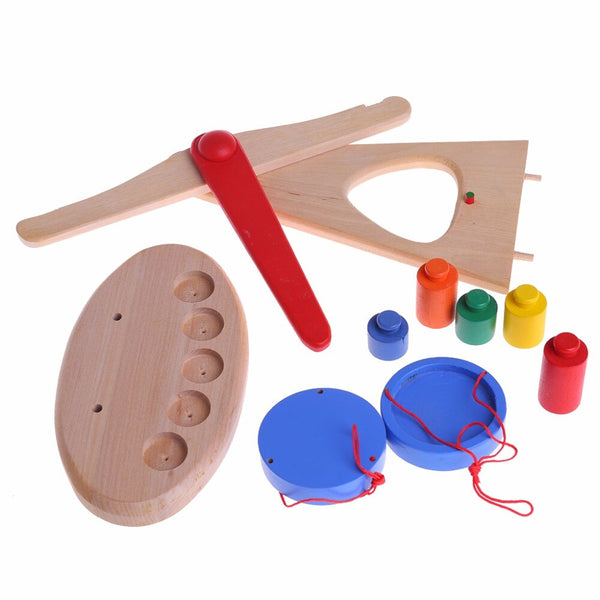 Montessori Educational Baby Balance Scale Game Wooden Toy Set Funny Preschool Education Children Math Toy Gift