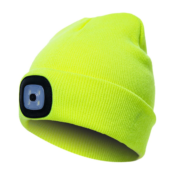 Unisex Warm LED Beanies Battery Powered Headlight Knitted Hat for Outdoor Fishing Running Camping Climbing