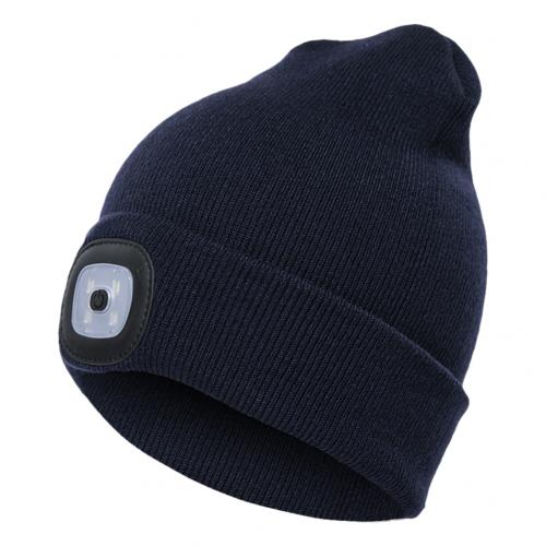 Unisex Warm LED Beanies Battery Powered Headlight Knitted Hat for Outdoor Fishing Running Camping Climbing