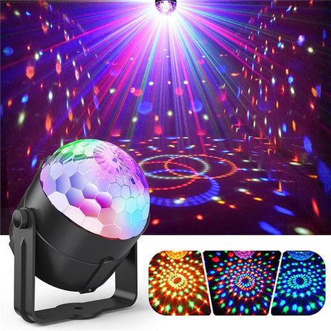 Party Light Disco Ball Voice Control LED Scen Laserprojektor Flerfärgade kristalllampor för Festival Party Club