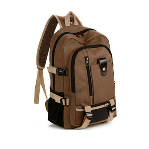 Unisex Canvas Backpack Large Capacity Laptop Schoolbag Multi-pocket Casual Travel Bag