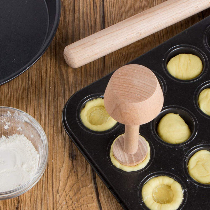 Wooden Tart Tamper Portable Double Side Pastry Pusher Tart Mold Baking Tools