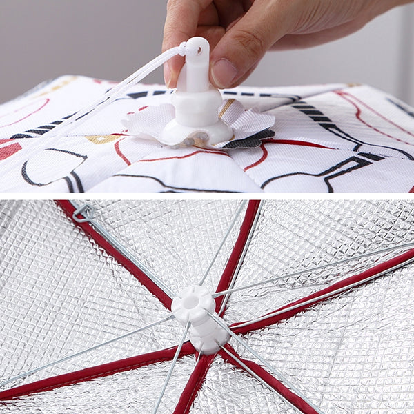 Insulated Patterned Food Cover Tent Foldable Pop-up Umbrella Tents with Aluminium Foil Dustproof and Flyproof Food Covers for Kitchen Outdoor Picnic