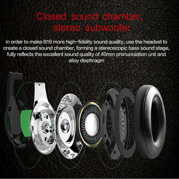 Foldable Bluetooth Headset Wireless Headphones Universal Earphones Hi-Fi Stereo Mic Support FM Radio TF Card