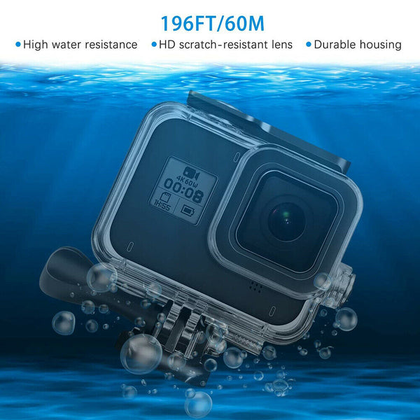 Waterproof Housing Case for GoPro Hero 8 Black Underwater Protective Shell with Bracket Up To 196ft/60M