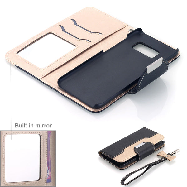 Leather Flip Phone Cover Wallet Case Card Holder with Mirror for Samsung Galaxy S9 S8 S7 Note 10+ S20