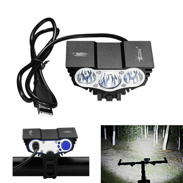 Cykellampor USB uppladdningsbar HeadLight 20000LM 3*LED cykellampa Superljusficklampa