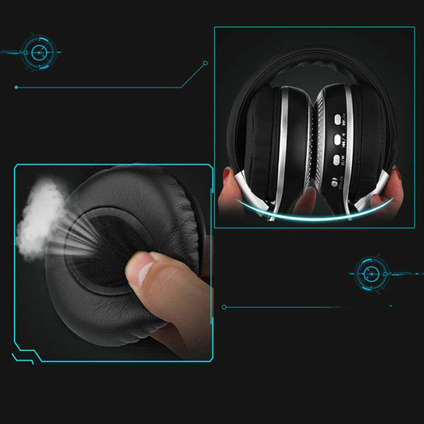 Foldable Bluetooth Headset Wireless Headphones Universal Earphones Hi-Fi Stereo Mic Support FM Radio TF Card