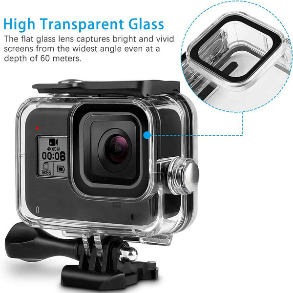 Waterproof Housing Case for GoPro Hero 8 Black Underwater Protective Shell with Bracket Up To 196ft/60M