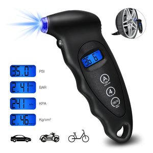 Digital däcktrycksmätare med bakgrundsbelyst LCD -display 150 PSI handhållna mätare för cykelbil